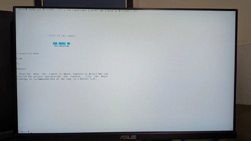 viewing an nroff document at the command line