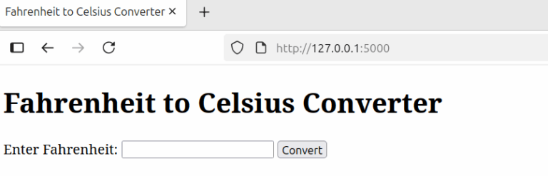 image of the web application created by the executed code.