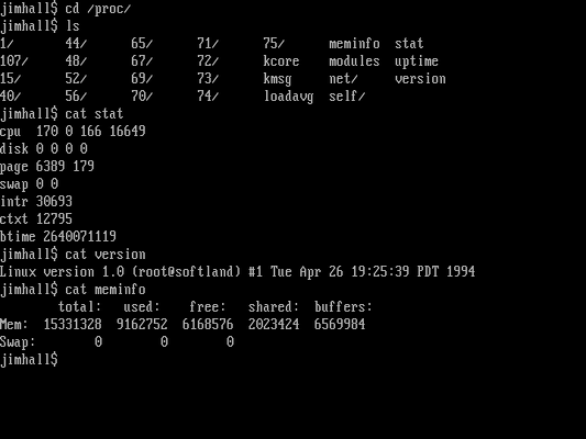 PROC filesystem in SLS Linux