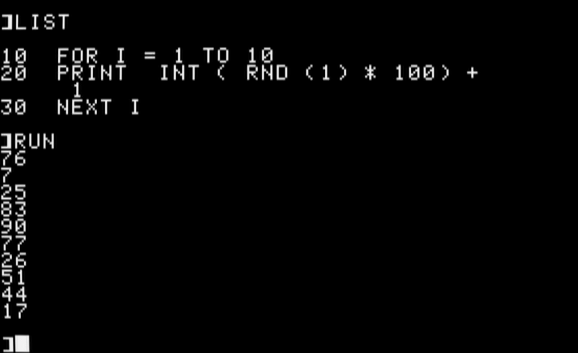 Code listing for the '1 to 100' program