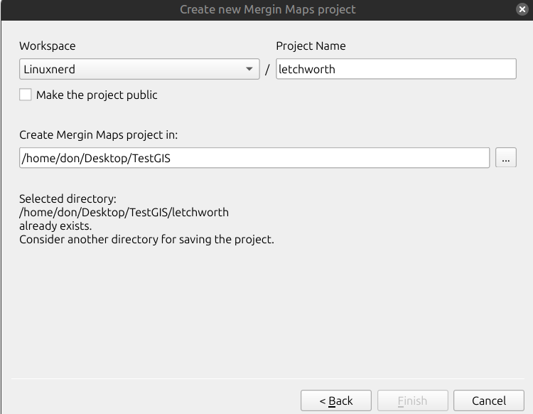 New project window
