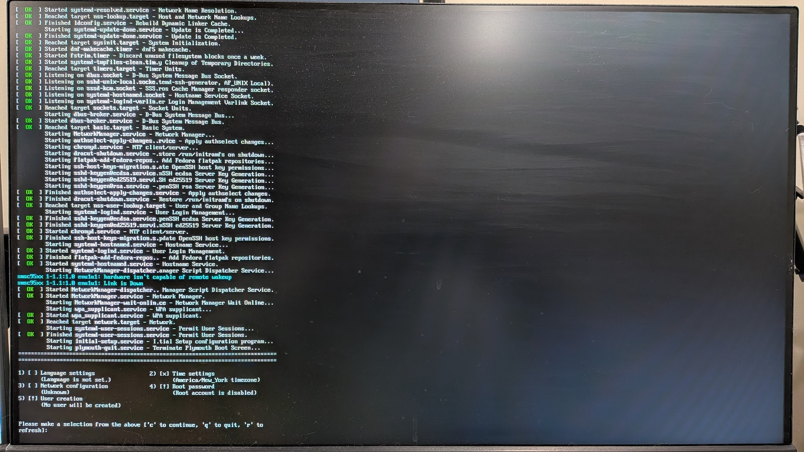 Raspberry Pi console showing the boot-up process, plus the first-boot configuration menu