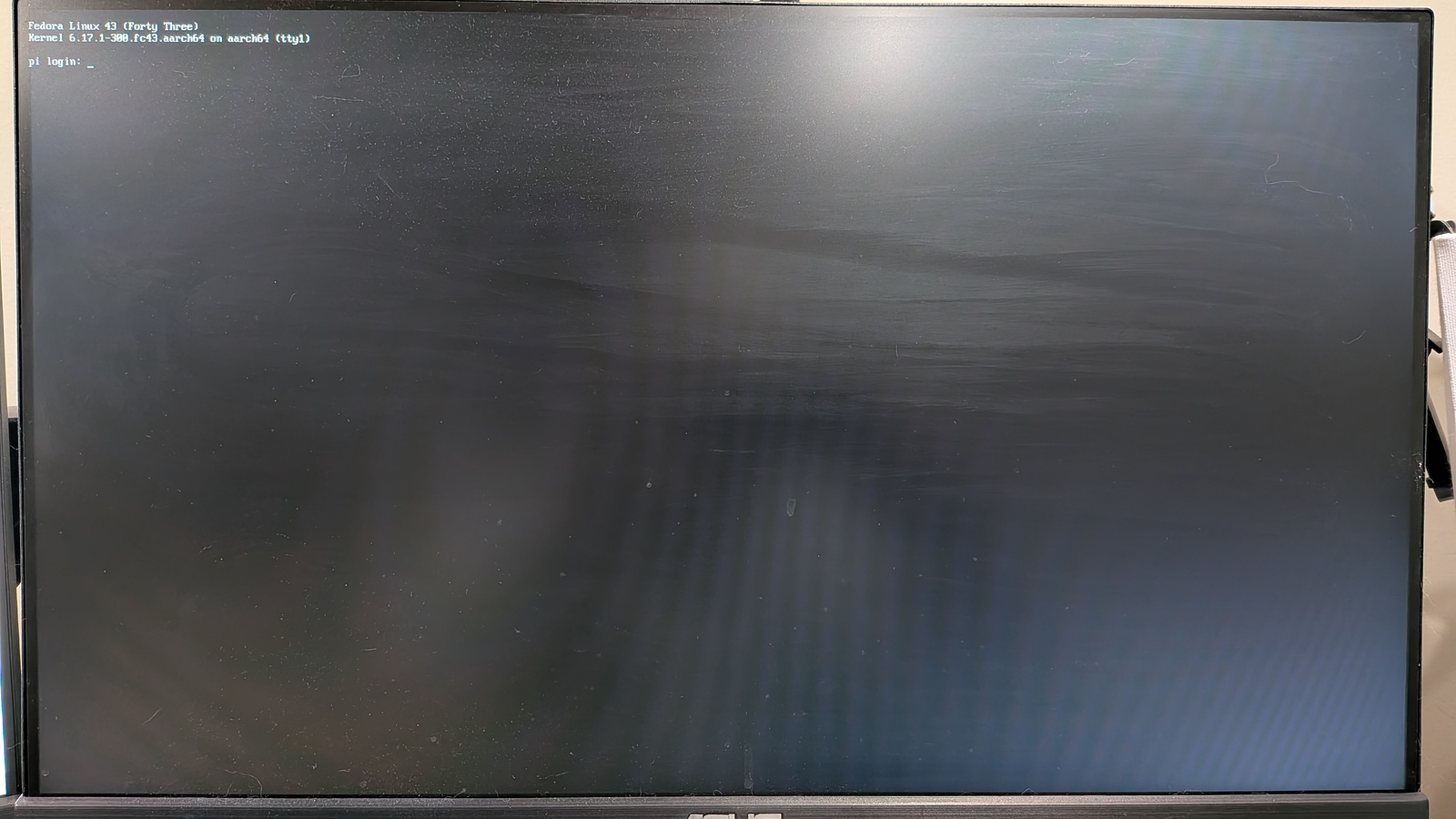 Raspberry Pi login prompt, showing "pi login"