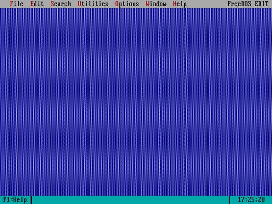 FreeDOS Edit showing an empty screen