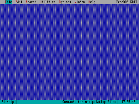 FreeDOS Edit with the FIle menu activated
