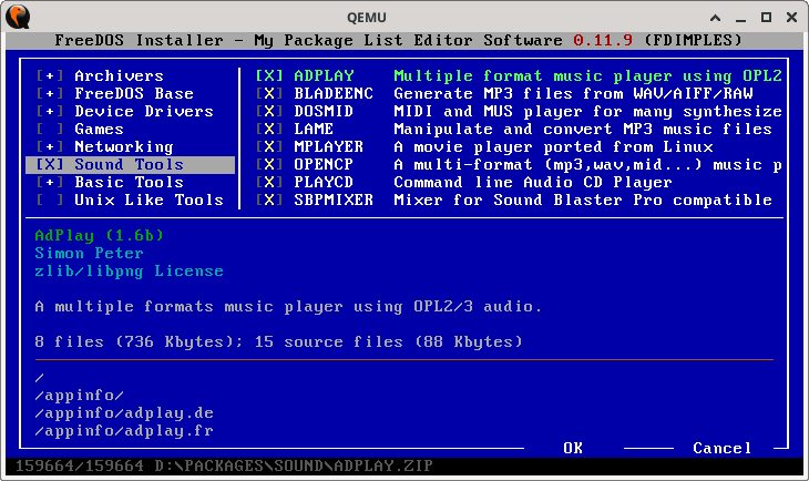 Package manager showing Sound tools