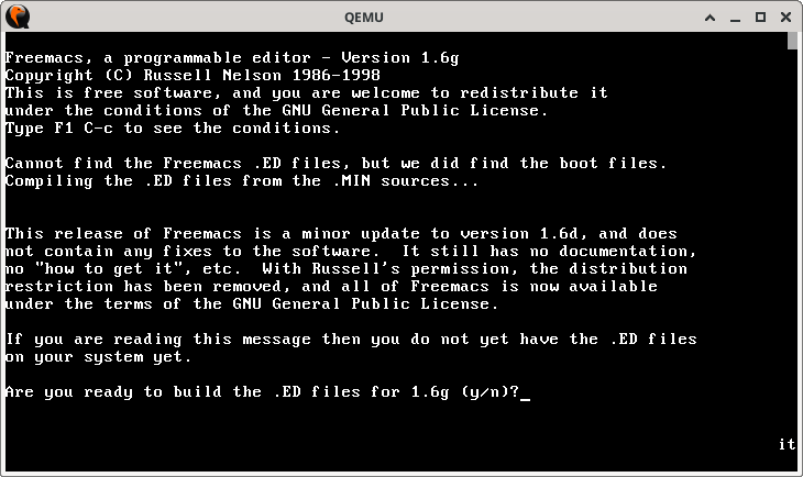 freemacs running for the first time, it is prompting the user to process the ED files