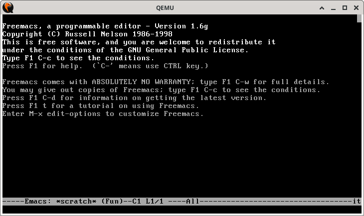 Freemacs editing a 'scratch' buffer