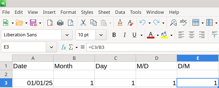 entering a calculation in LibreOffice Calc