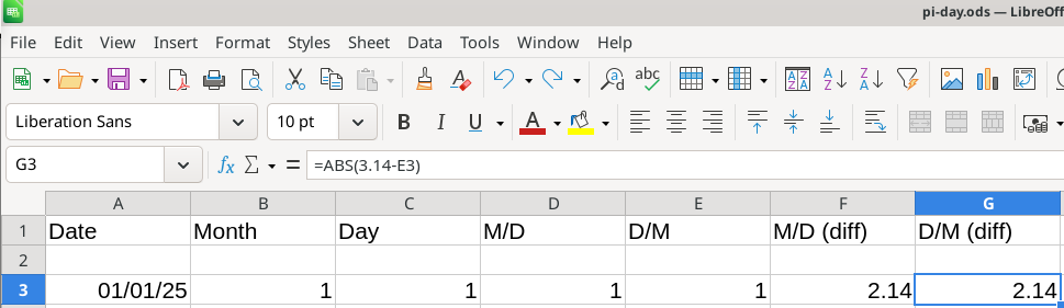 entering a calculation in LibreOffice Calc
