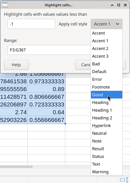 Using the dialog action to create a condition that is less than the value 0.1