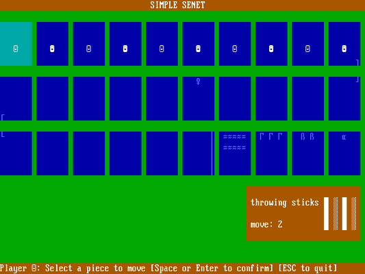 the classic board game Senet: 30 squares arranged in a backwards "S" with 5 pieces for each player