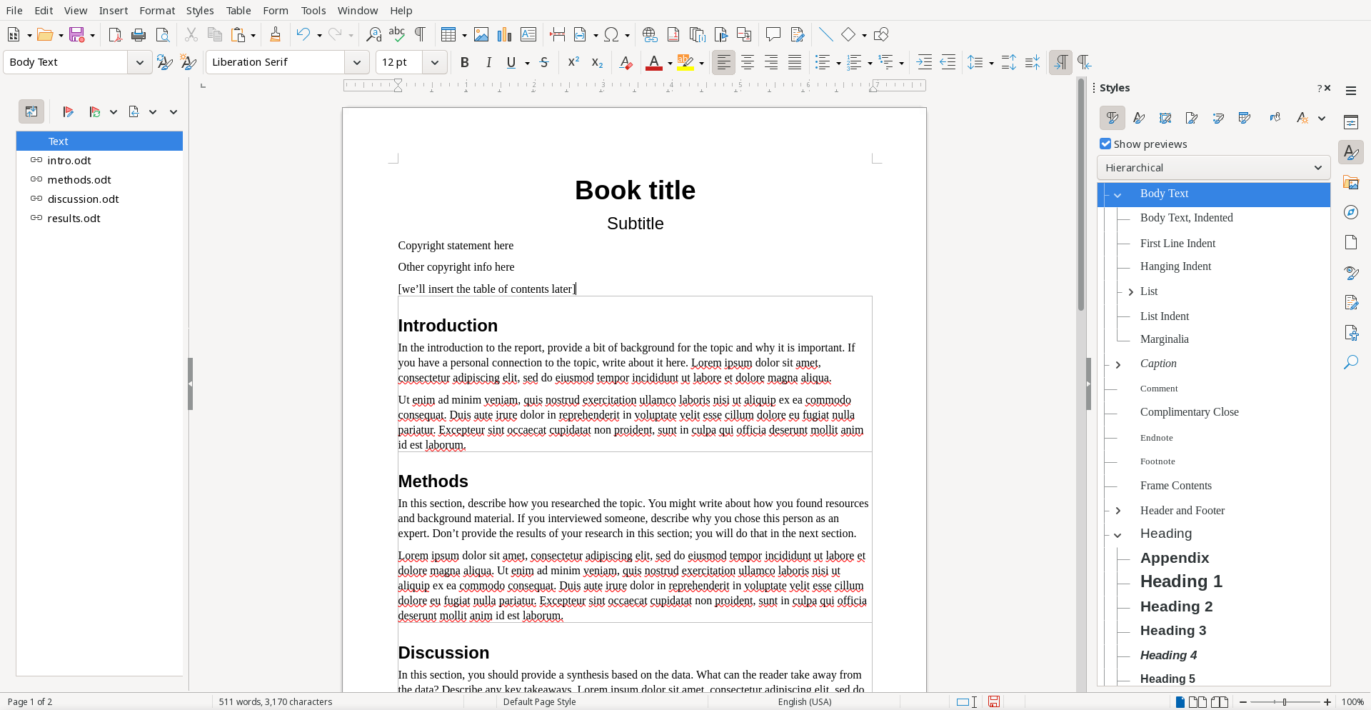 Using the navigator to reorder content in a master document