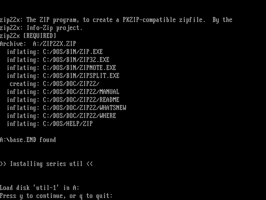 white text on a black background: load the util-1 disk