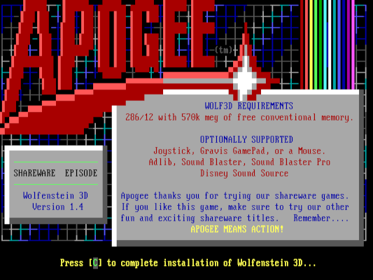 colorful screen showing the installation of a program