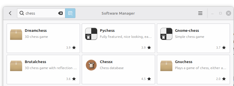 image of Pychess in the software store of Linux Mint