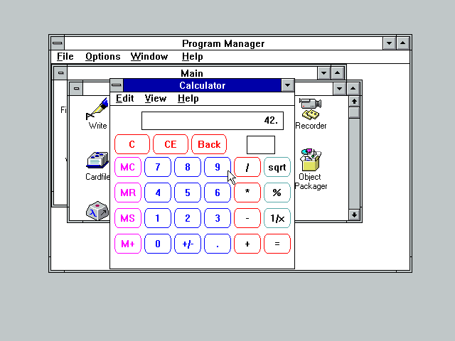 a computer calculator showing the result of a calculation: 42