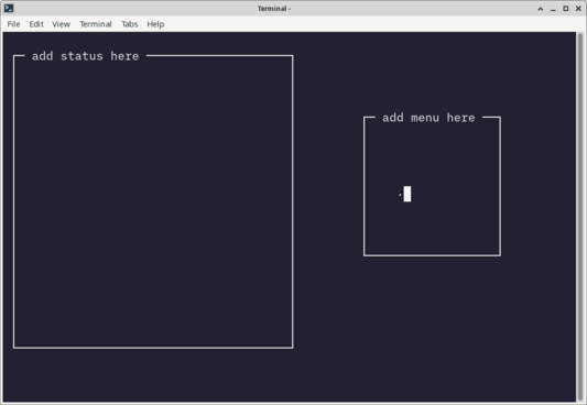 a text-based game showing two windows, in black and white