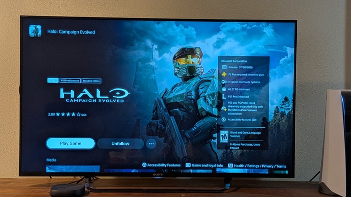 Halo on PlayStation Store, as seen on a PlayStation 5