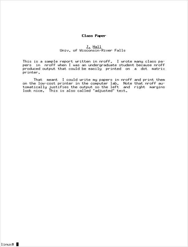 1-page document with a title, author, and two paragraphs, as plain text
