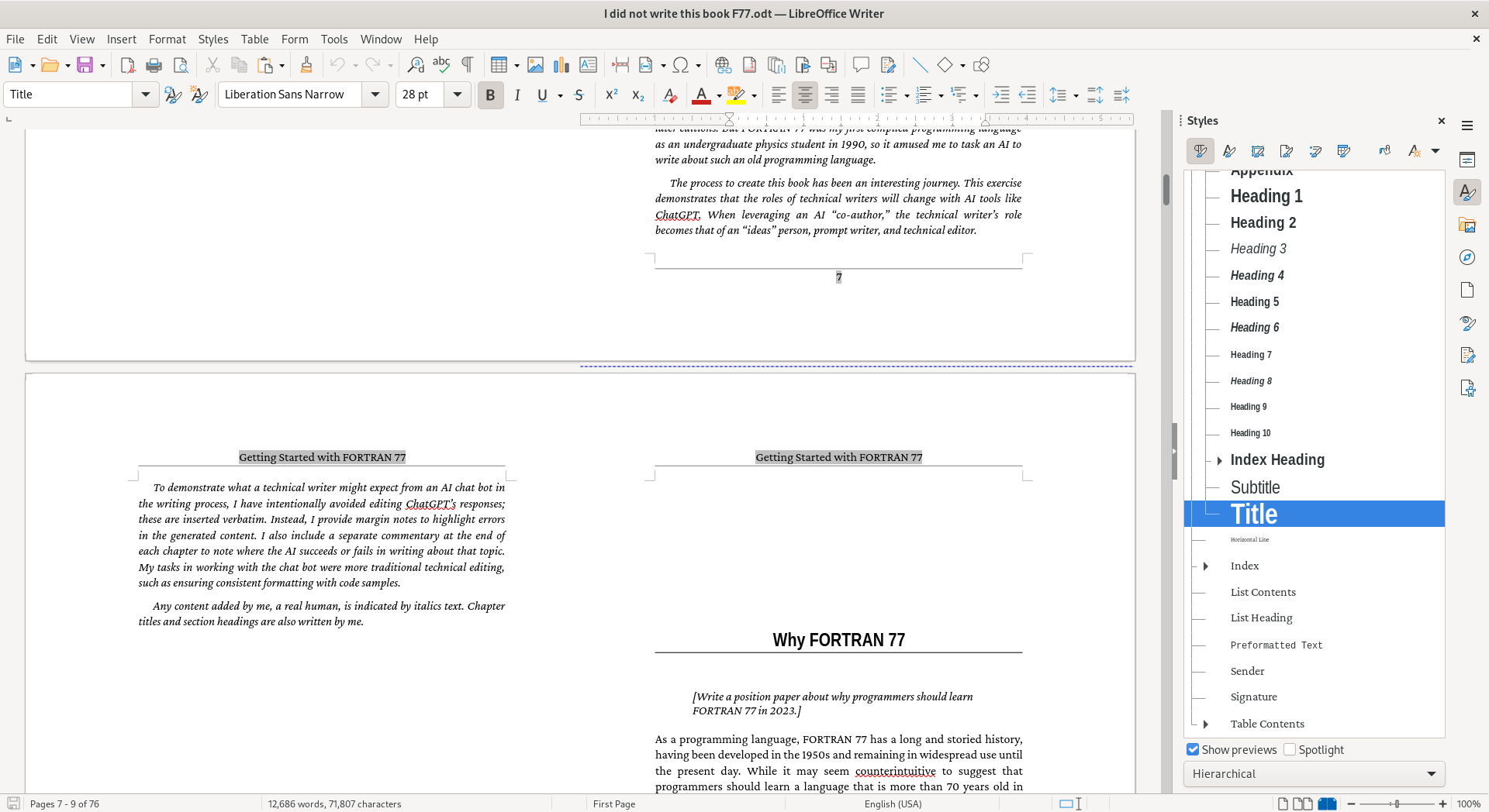 screenshot of LibreOffice Writer