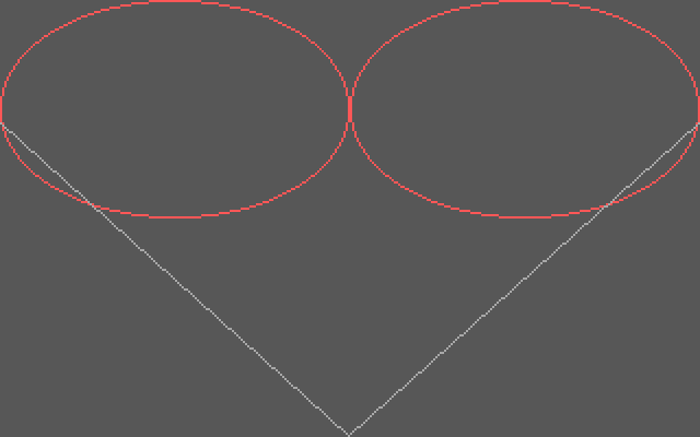 Outline drawing of a heart in simple graphics mode