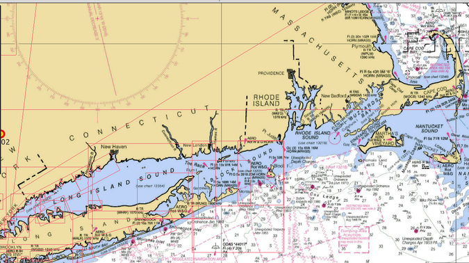 Boating Navigation Map of Long Island Sound.