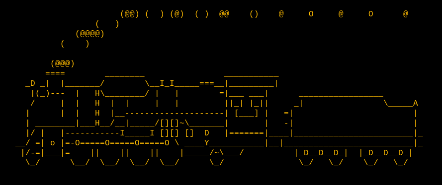 ASCII drawing of a steam locomotive.